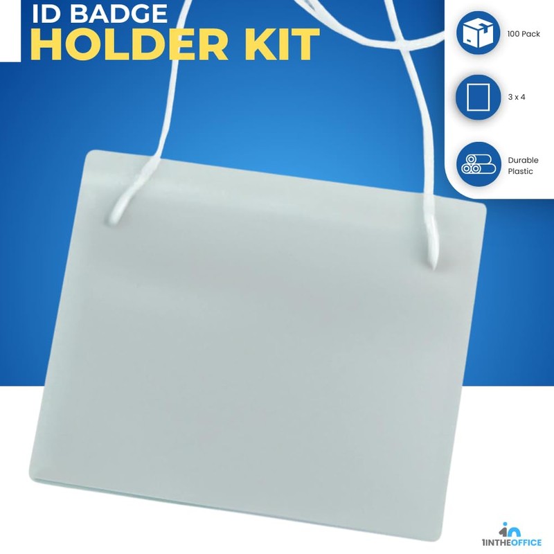 1InTheOffice ID Badge Holder 3x4, Plastic ID Card Holder, Clear