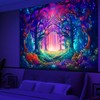 Simpkeely Blacklight Fantasy Forest Tapestry, UV Reactive Nature Magical Tree