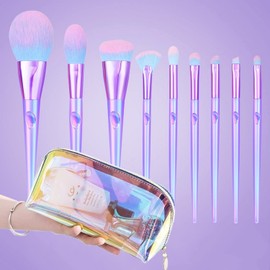 Professional Makeup Recommendation: We recommend a beautiful laser pouch with a set of 9 high-grade soft fiber bristles crystal glitter makeup brushes, suitable for sensitive skin, good effect of grabbing the funny, easy to make up sophistication, best g