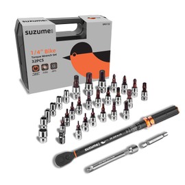 1/4-Inch Bike Torque Wrench 32PCS (20-220 in.lb/2.3-24.9 N.m) Reversible Head Dual-Scales 1/4 Torque Wrench 72 Tooth ±3% High Accuracy Click Torque Wrench Set For MTB Bicycle Maintenance