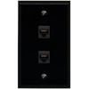 RiteAV 1 Gang 2 Port Cat5e Ethernet Wall Plate - Flat Style Black