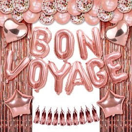 Bon Voyage Party Supplies - Balloons, Banner, Farewell Decorations for Coworker Going Away Party - 'We Will Miss You' Decor