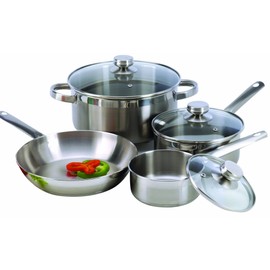 ExcelSteel 503 7Piece 18/10 Stainless Steel Cookware with Encapsulated Base, Silver