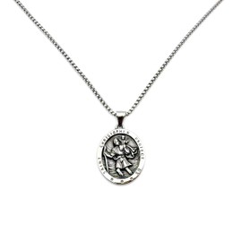 LINLINCHIC Saint Christopher Necklace Coin Necklace, St Christopher Medal Bless Safety Religious Pendant Necklace for Men Women