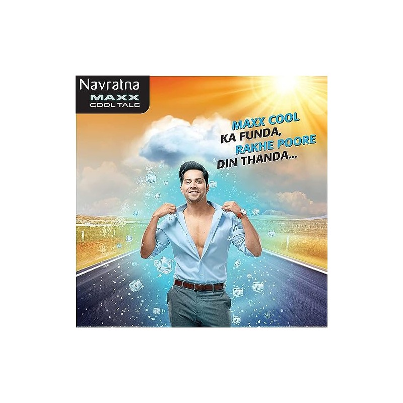 Navratna Talco Maxx Cool, Talco Corporal Refrescante para Absorber