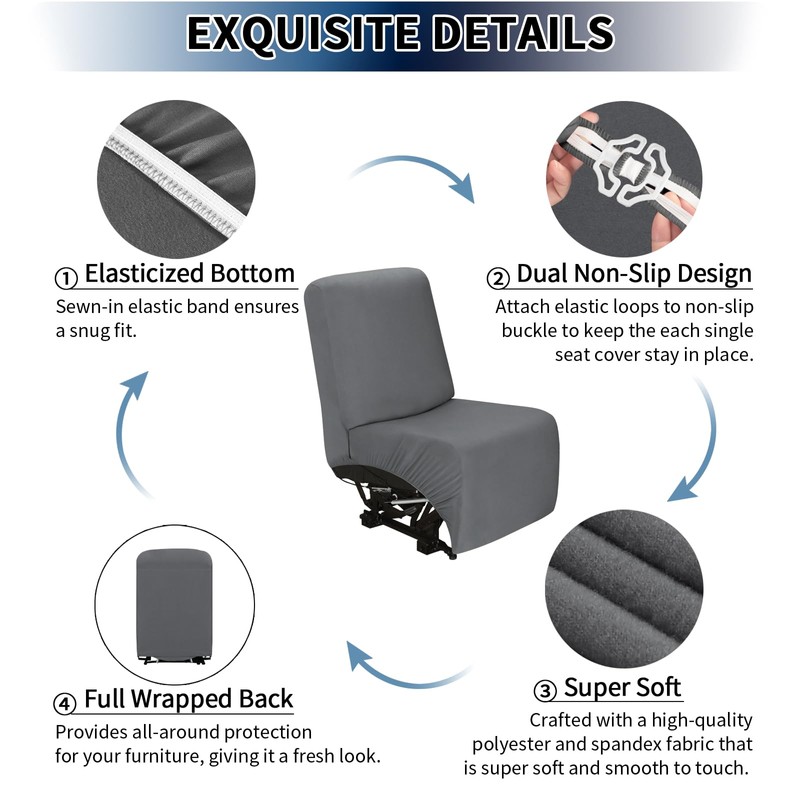 PureFit Additional Seat Cover for Reclining Couch Covers, Super Stretch