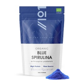 Organic Blue Spirulina Powder 100g - 100% Natural Phycocyanin for Smoothies - Strong Blue Food Colouring and Ingredient - Rich in Protein - by Alpha01