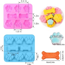 VITAPREP 2-Pack Silicone Dog Treat Molds | 8-Cavity Paw Print & Bone Shaped | Food Grade BPA-Free | For Baking Chocolate, Candy, Jelly, Ice Cubes | Oven, Microwave, Freezer, Dishwasher Safe