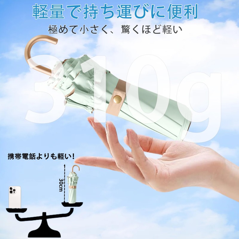Fashionable and Cute Folding Umbrella, Solid Ruffled Design, Gold J-Shaped
