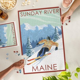 Lantern Press 1000 Piece Jigsaw Puzzle, Sunday River, Maine, Downhill Skier Scene