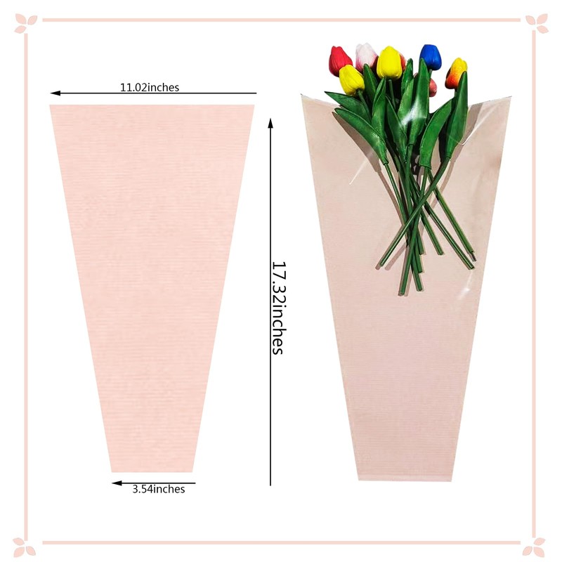 Flower Bouquet Sleeve Floral Packaging Bag, 20 Pcs Kraft Paper