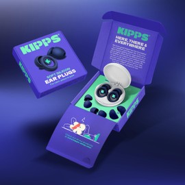 KIPPS Soft Silicon Ear Plugs – Ultra-Comfy Reusable Noise-Reducing Earplugs for Sleep, Meditation, Focus, Travel, Flexible Hearing Protection, Customizable Fit, 4 Tip Sizes XS/S/M/L - Midnight Sky