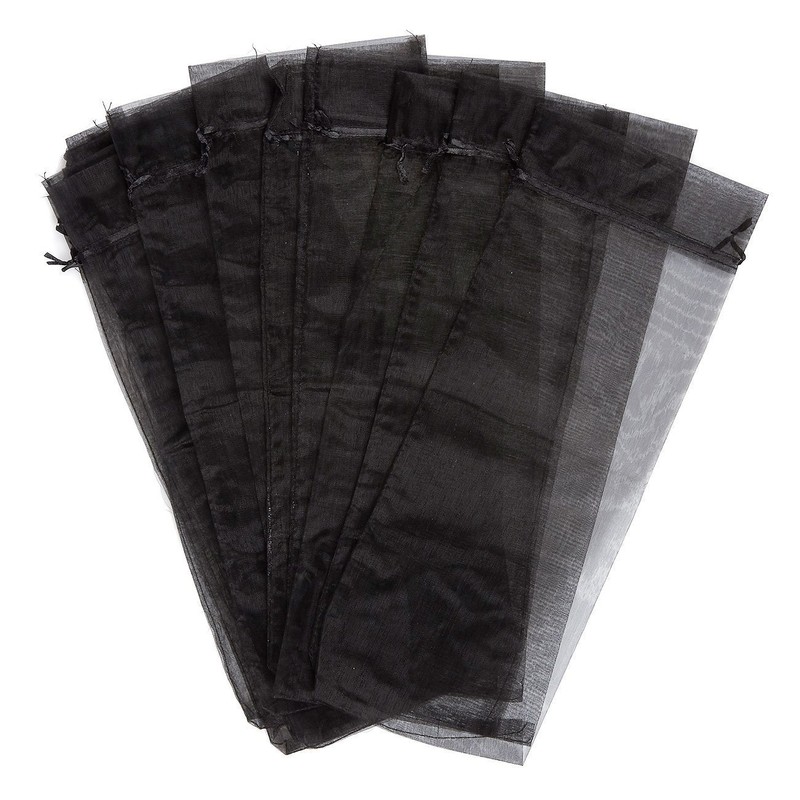 Wuligirl 20pcs Black Large Sheer Organza Wine Bottle Bags Drawstring
