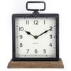 ARIATI Black Metal Handle Mentel Clock on Wood Base Distressed