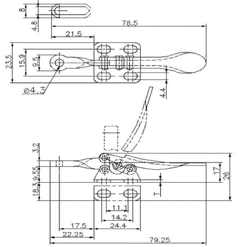 E-TING 4pcs Hand Tool Toggle Clamp Red Plast Horizontal Quick