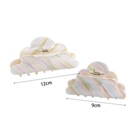 2 Pcs Hair Claw Clips, Rainbow Stripe Cloud Shape Acetate Hair Clip, Large/Small Two-size Irregular Geometric Sweet Hair Clip Hair Accessories for Women Girls