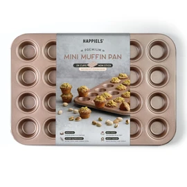 HAPPIELS Non Toxic Nonstick 24 Cup Mini Muffin Pan | PFOA BPA free Nontoxic Mini Cupcake Tin | Best Non Stick Muffin Pans | Carbon Steel Small Muffin tins | Cupcakes Bakeware Mold
