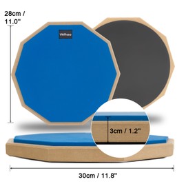 12 Inch Practice Drum Pad and Sticks, Beginner Snare Drum Pad with Drumsticks(2 pairs) and Carrying Bag, Double Sided Silent Drum Pad (Blue)