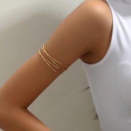 Minimalist Arm Cuff Jewelry for Women Gold Arm Cuff Upper Arm Dainty Layered Arm Bangle Bracelet Armband Armlet Jewelry