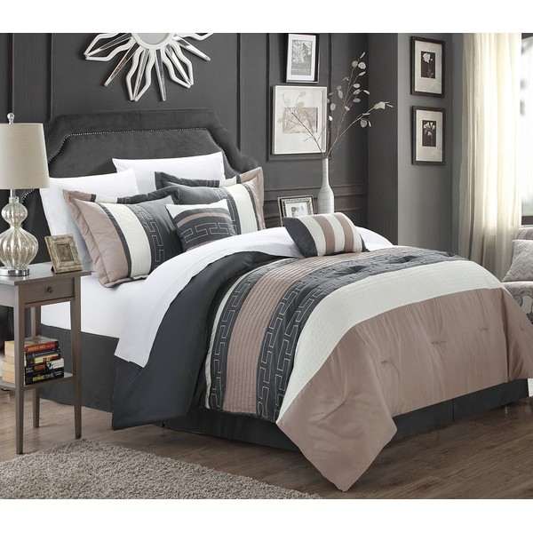 Chic Home Carlton 6-Piece Comforter Set, King Size, Taupe