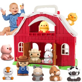 AuroTops Toys for 1 2 3 Years Old Boys and Girls, Big Barn Playset with Farm Animal, Preschool Montessori Toy, Farm Playset with Big Red Barn & Farmer, Christmas & Birthday Gift Toy for Kids