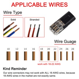 AEDIKO 20pcs Cable Connector Plug H Type Car Connectors 18-24AWG Wire Quick Splice Crimp Connector Waterproof Cable Connector