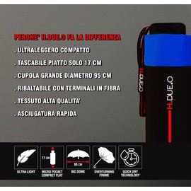 H.DUE.O Mini Pocket Umbrella Windproof Robust [Only 17 cm] Travel Umbrella, Small Portable Umbrella, Ultralight, Quick Drying [Tourister], blue