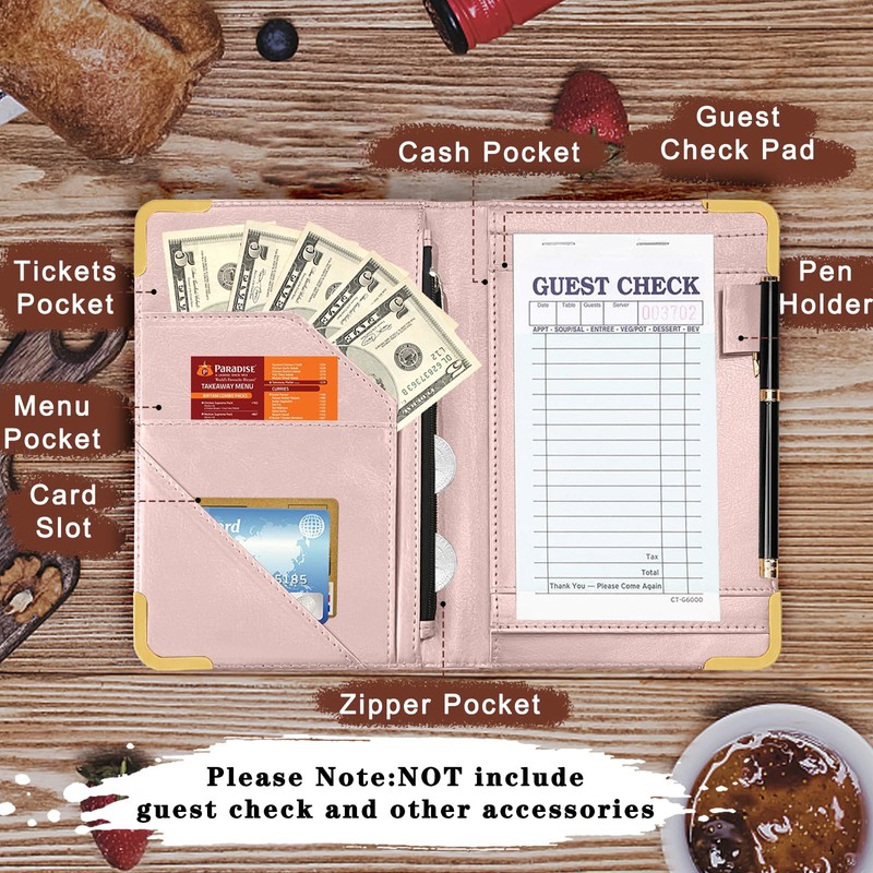 YeeCASE Server Book, Alphabet Waitress Book for Waitress, Leather Waitess