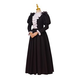 Saniplaycos Womens's Medieval Renaissance Costume Dress Black Gothic Victorian Civil War Queen Ball Gown (XXL)