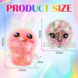 Kleemeiero Pack of 8 Stress Balls, 4 Octopus Stress Balls + 4 Rabbit Anti-Stress Balls, Squishy Anti-Stress Balls, Crushing Ball with Water Beads, Stress Relief Toy for Children and Adults