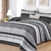 Dobuyly Grey Queen Quilt Set, Boho Bedspread Queen Size, Striped
