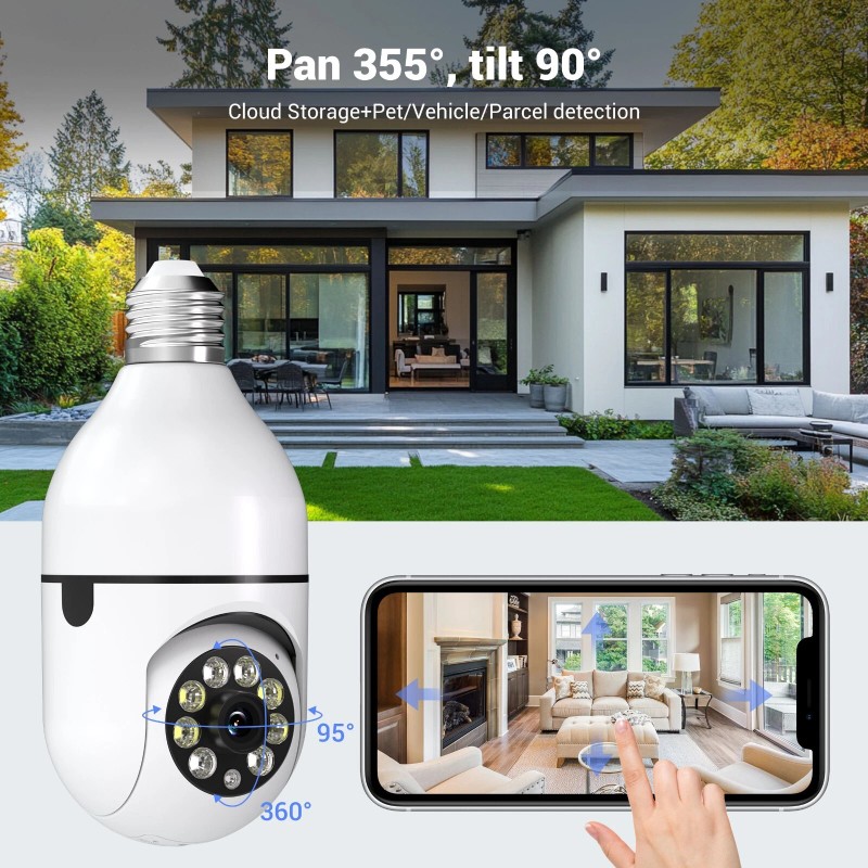 boykeep 3X 360° 1080P IP E27 Light Bulb Camera wifi