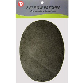 Two Large Sew-On Natural Suede Elbow Patches 4.75 in x 6.5 in - Charcoal