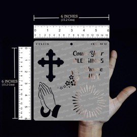 CrafTreat Christmas Stencils for Painting on Wood, Floor, Wall and Tiles - Choose Joy Stencil - 15.2 x 15.2 cm - Reusable DIY Craft Stencils for Christmas - Crucifix Stencil