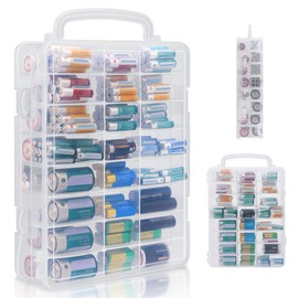 JOYMOMO Portable Battery Organizer Storage Box，Holds 200-400 Batteries of Various Sizes Battery Holder Case(Battery are Not Included)
