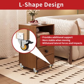 HOD Side Mount Casters with Brake, 1 Inch L-Shaped Small Caster Wheels Set of 4, Furniture Casters 360° Swivel Wheels for Furniture, Table, Baby Bed, Carts Trolley, Cabinet, Loading Capacity 70Lbs