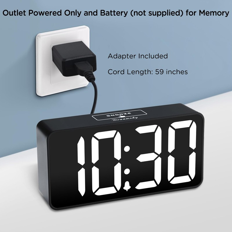 DreamSky Small Digital Alarm Clock for Bederoom, Large Big Numbers