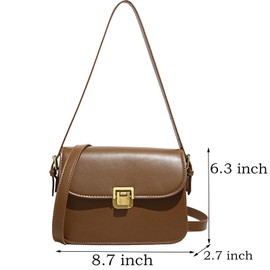 Farcauo Shoulder Purse for Women Light Brown Pu Leather Shoulder Handbag Retro Crossbody Bags Small Handbag Purses for Womens With 2 Removable Straps