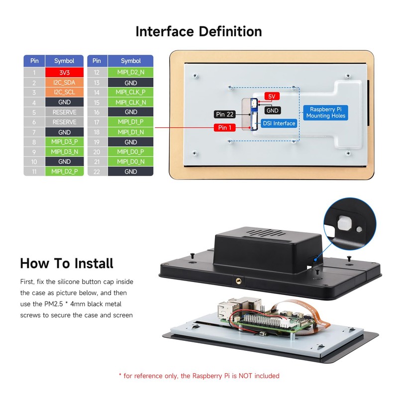 Waveshare 7inch DSI Capacitive Touch Display, 1280×720 Pixels, IPS Panel,