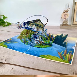 SOUL POP UP Fishing Birthday Card, 6" X 8" Pop Up Birthday Cards For Men, Birthday Card For Husband, Dad, Boyfriend, Pop Up Fathers Day Card Fishing Theme, Happy Birthday Card For Him.
