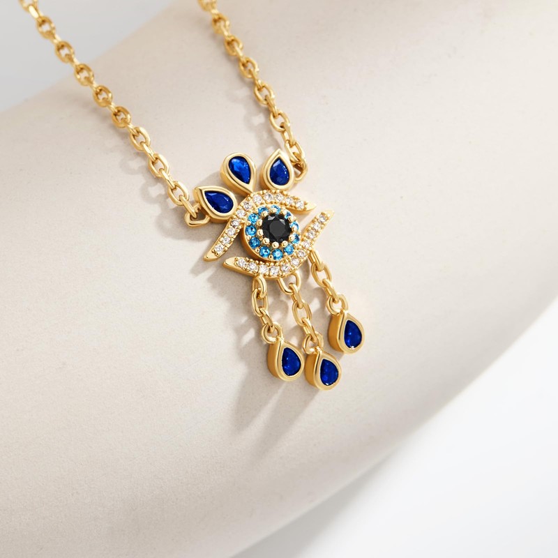 Cicy Bell Evil Eye Necklace for Women Trendy 18k Gold