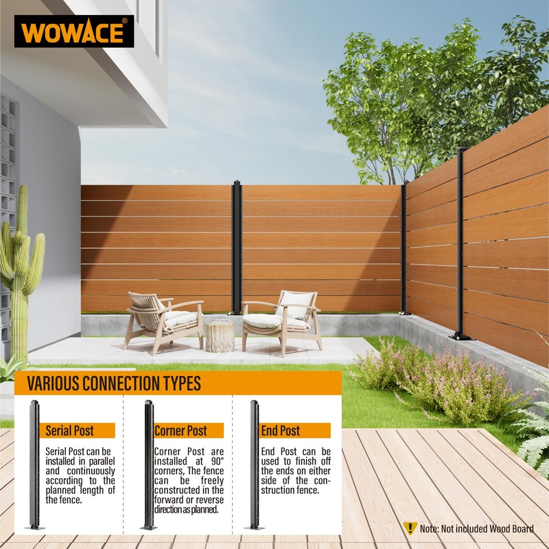 Wowace 4ft (H/48in) Heavy Duty Fence Post - Serial Post