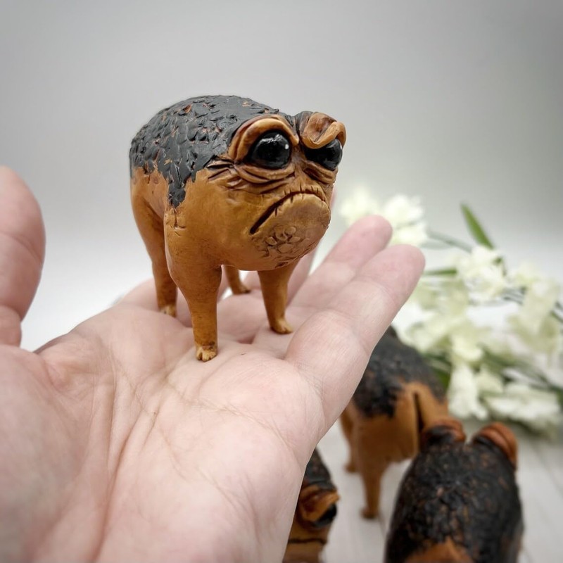 RIBJSHE Weird Queer Grumpy Frog Statue Ugly Angry Toad Statue