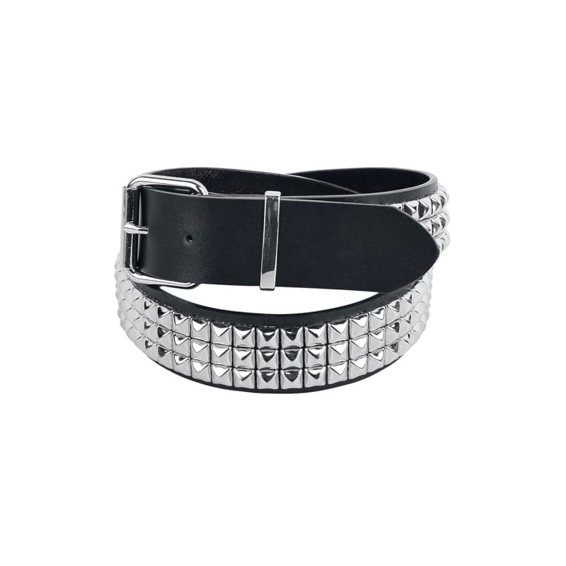 Black Premium by EMP Unisex Black Triple Row Rivet Belt,
