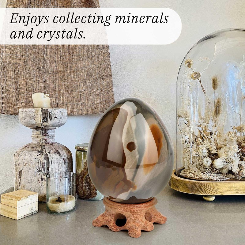 Big Stone Egg Figurine, Polished Healing Crystal 3.6inch Easter Eggs