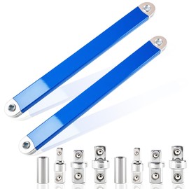 2 Pack Offset Extension Wrench Set 15.4 inch Extended Tight Space Wrench with 1/2" 1/4" and 3/8" Square Drive Adapters Universal Ratchet Wrench Extension for Tight Space Auto Repair