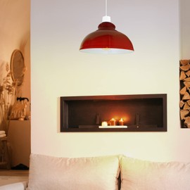 LEDSone Industrial Vintage Retro Curvy Red Dome Shaped Metal Pendant Ceiling Lamp Shade