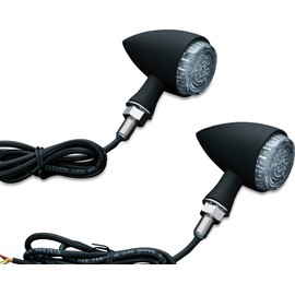 Kuryakyn 2509 Torpedo/Bullet Style Motorcycle LED Lights with Clear Lenses: Rear Position Turn Signal/Blinker, Running and Brake Light Indicators, Matte Black, 1 Pair