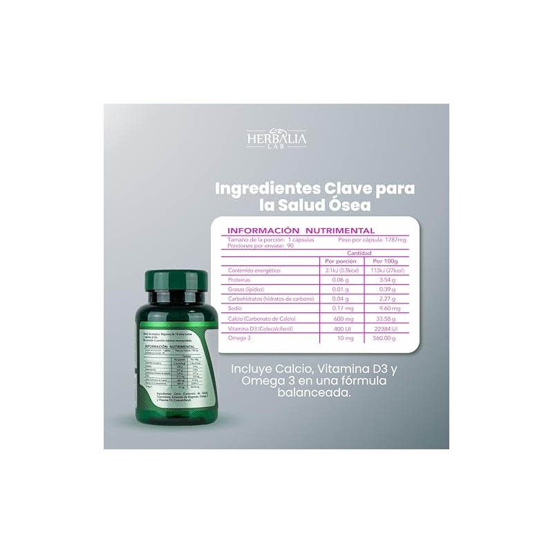 Calcio Max 600 Triple Fuerza con Vitamina D3 y Omega