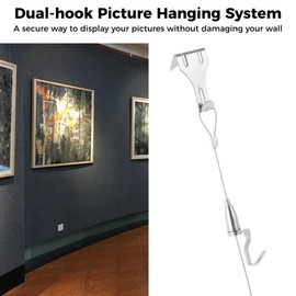 12-Piece Picture Rail Hanging Kit | 79" Adjustable Cables & Hooks | 66lb Stainless Steel Gallery System for Wall Art, Exhibitions & Home Displays